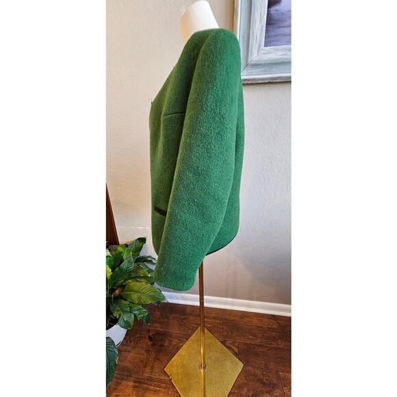 Original Boos Austria Jacket Boiled Wool Coin Silver Button Women Size S Green - Picture 5 of 11